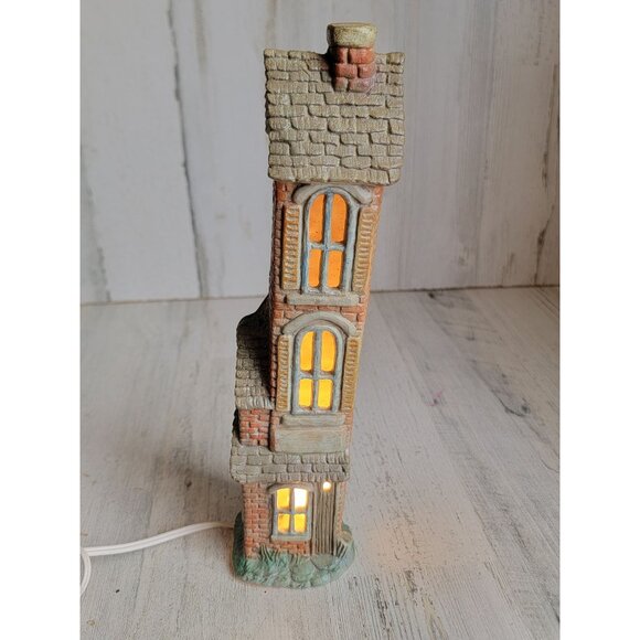 Vintage tall ceramic two story house village accessory xmas - Picture 1 of 10
